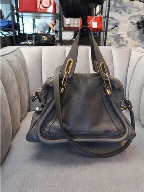 Chloe Gray Pebbled Leather Hobo with Gold Hardware